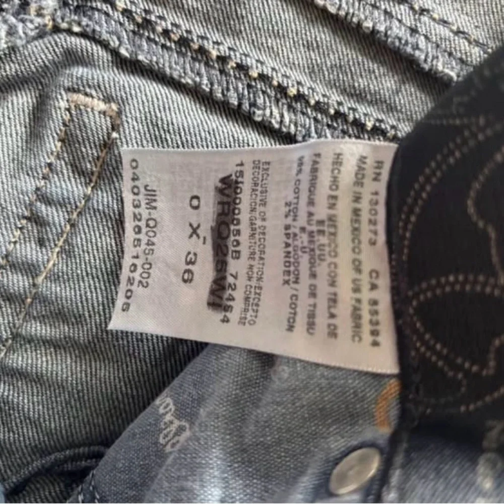 Wrangler Dark Blue Bootcut Jeans with Embroidered Studded Back Pockets - Picture 3 of 5